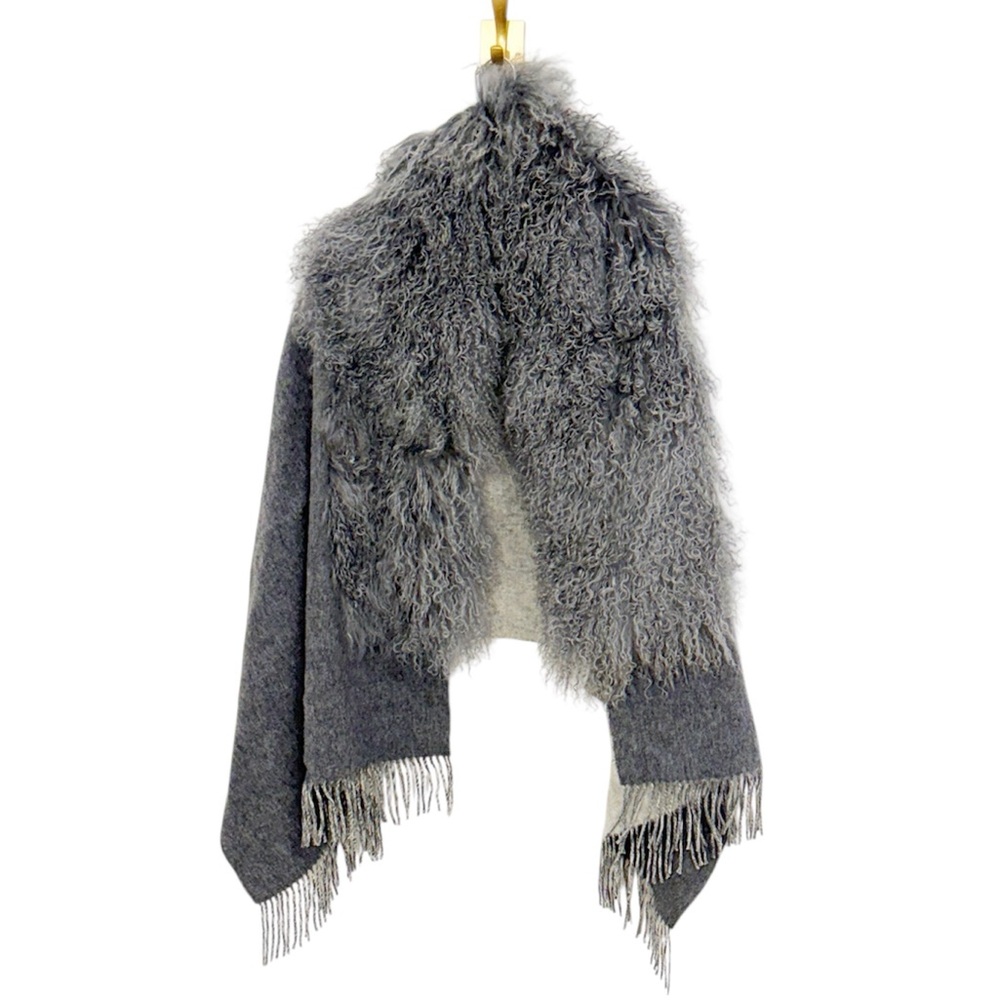 POLOGEORGIS NEW 100% Dyed Lamb Fur Cape/Shawl One Size - Picture 2 of 8